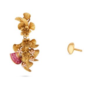 Gold Floral Varnam Earrings-hover