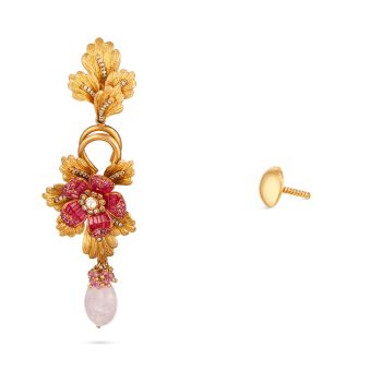 Gold Floral Varnam Earrings-hover