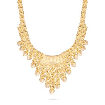 Festive Gold Textured Bib Necklace-hover