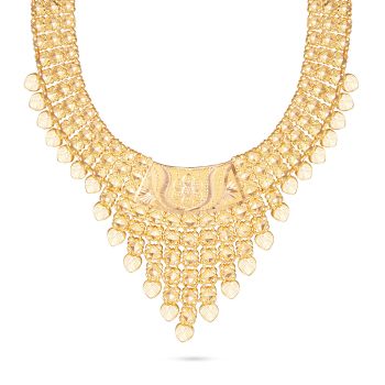 Festive Gold Scalloped Necklace-hover
