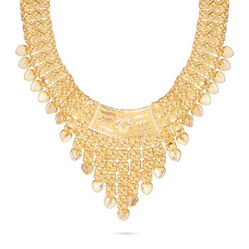 Traditional Artisan Gold Bib Necklace-hover