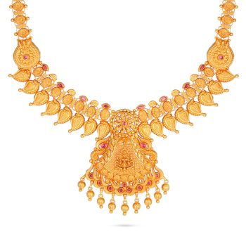 Emerald Lakshmi Temple Necklace-hover