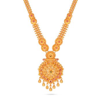 Grand Antique Finish Lakshmi Necklace-hover