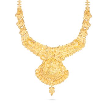 Artisan Gold Lakshmi Embossed Collar Necklace-hover