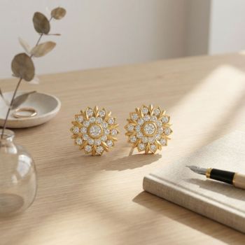 Trendy Bridal Gold Stone Stud-hover