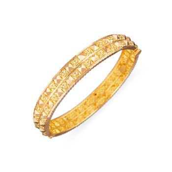 Fancy Thin Gold Bangle-hover