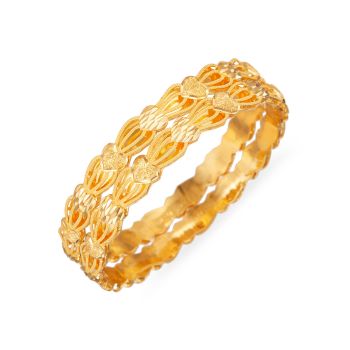 Artisan Gold Textured Heart Bangle-hover
