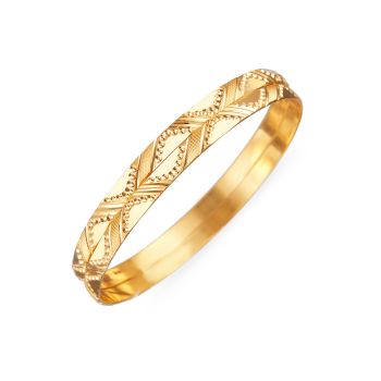 Wavy Textured Gold Bangle-hover