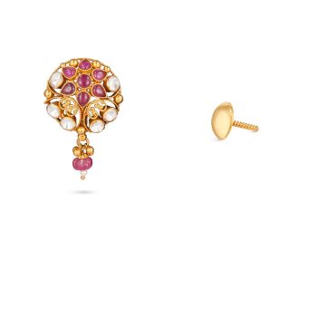 Gold Ruby Gemstone Earrings-hover