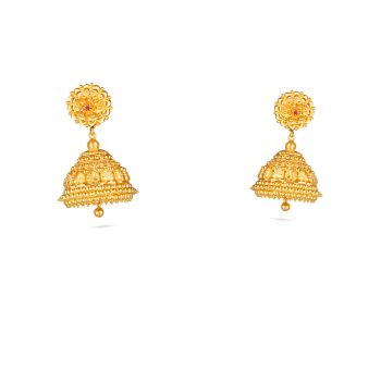 Temple Floral Jhumka Earring-hover
