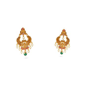 Classic Meenakshi Motif with Pearl Drops-hover