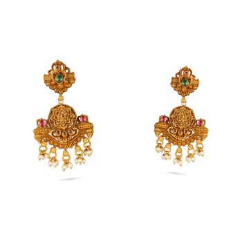Classic Temple Motif with Pearl Drops Earring-hover