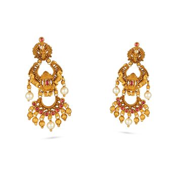 Divine Temple Motif with Pearl Earring-hover