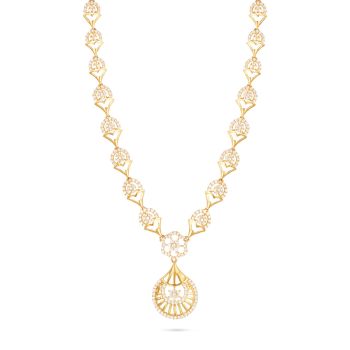 Diamond-Cut Floral Pendant Gold Necklace-hover