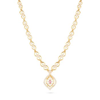 Diamond-Cut Floral Pendant Gold Necklace-hover