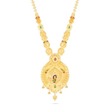 Royal Peacock Motif Necklace-hover