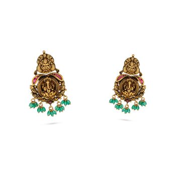 Emerald Lord Ganesha Nagas Earring-hover