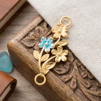 22k Gold Blue Enamel Floral Mugappu for Thali Chain-hover
