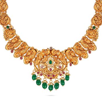 Royal Antique Peacock Necklace-hover