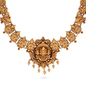 Fancy Antique Lakshmi Chained Necklace-hover