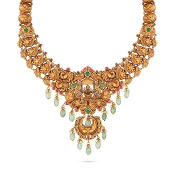 Fancy Antique Lakshmi Drops Necklace-hover