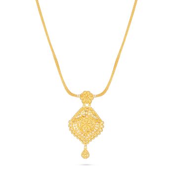 Floral Pendant Rope Necklace-hover