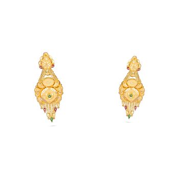 Impressive Gold Flower Drop Earring-hover