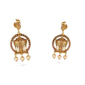 Heritage Mayil Mandap Lakshmi Earrings-hover