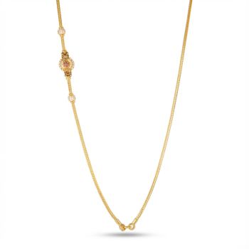 Antique Floral Stone Mugappu Gold Chain-hover