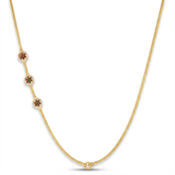 Antique Floral Stone Mugappu Gold Chain-hover