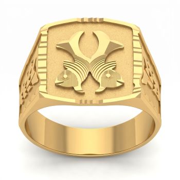 Pisces Signet Gents Gold Ring-hover