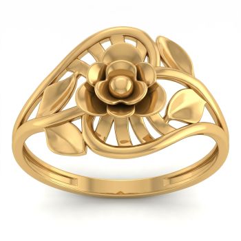 Rose Petal Ladies Casting Gold Ring-hover