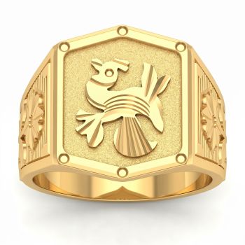 Gents Bold Signet Gold Ring-hover