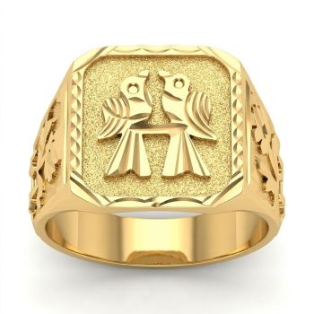 Traditional Signet Gents Gold Ring-hover