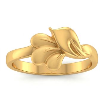 Feather Leaf Gold Ring-hover