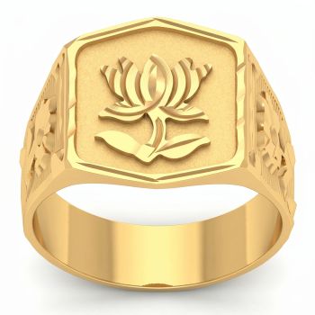 Traditional Flower Gold Ring-hover