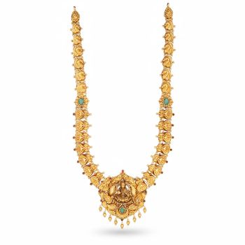 Lakshmi Green Gem Pendant Malai-hover