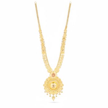 Floral Gemstone Round Pendant Malai-hover