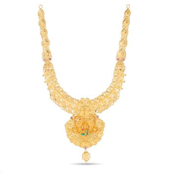 Elegant Lakshmi Pendant Floral Necklace-hover