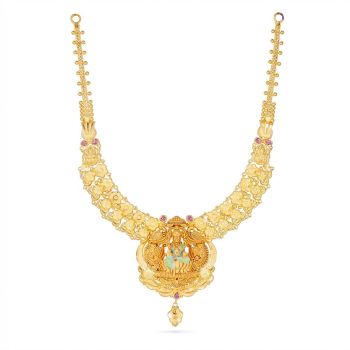 Elegant Lakshmi Pendant Floral Necklace-hover