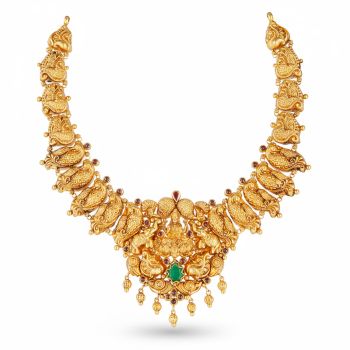 Green Gem Floral Pendant Malai-hover