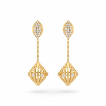 Modern Cage Motif Gold Drops-hover