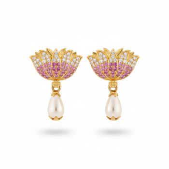 Royal Lotus Gold  Earrings-hover