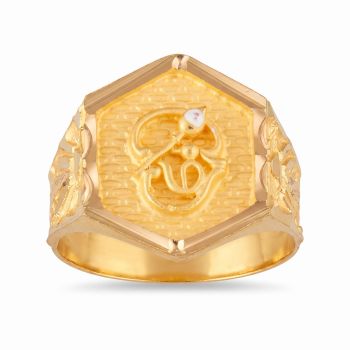 Divine Hexagon Vel Tamil Om Gold Signet Ring-hover