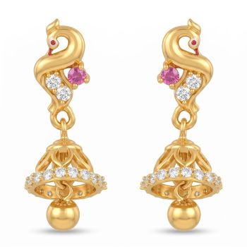 Royal Peacock Stone Gold Jhumkas-hover