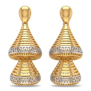 Luxury Geometric Tiered Gold Jhumka-hover