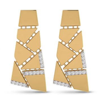Stellar Shard Asymmetric Gold Earrings-hover