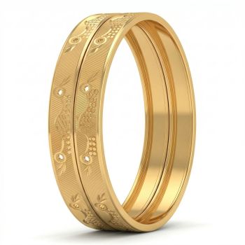 Birdy Lasered Gold Bangles-hover