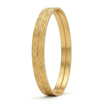 Modern Diamond Pattern Gold Bangles-hover