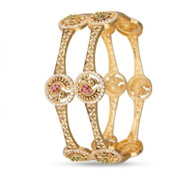 Rangeela Gold Heritage Peacock Bangles-hover